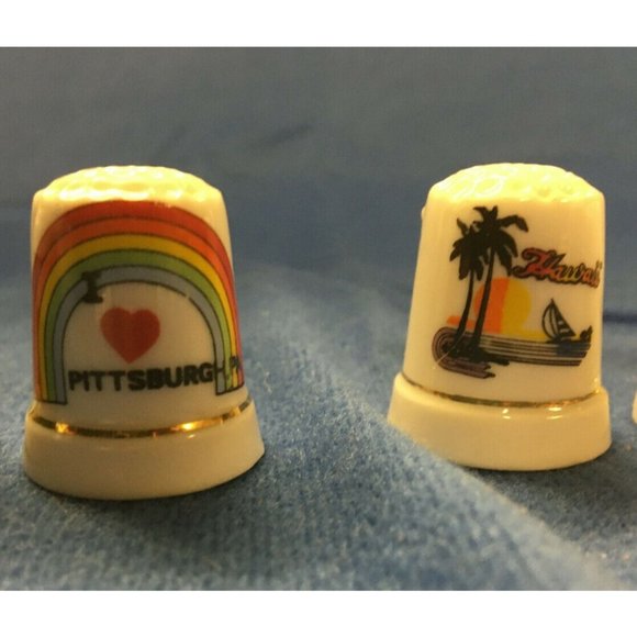 Thimbles Porelain set of 5 states and cities - Picture 3 of 6